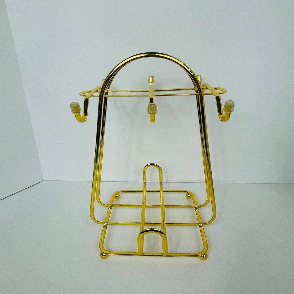 Unbranded Mug Tree Countertop 6 Hook Gold Metal Modern Kitchen Stand Excellent